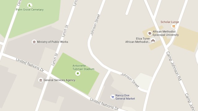 Map of streets around Antoinette Tubman Stadium. 