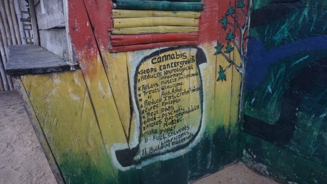 A mural on a shack at Miami Beach, one of the local hangout spots for Monroviaâ€™s Rastafarians. Photo: Jefferson Krua