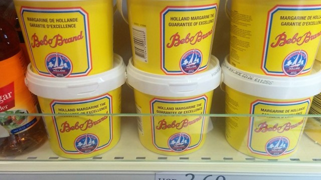 Margarine sold at a supermarket in Monrovia and originating in Holland. Photo: Jefferson Krua