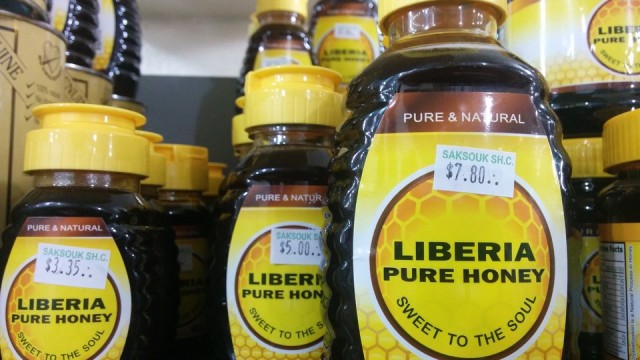 Liberia Pure Honey on the shelf at a local supermarket. Photo: Jefferson Krua