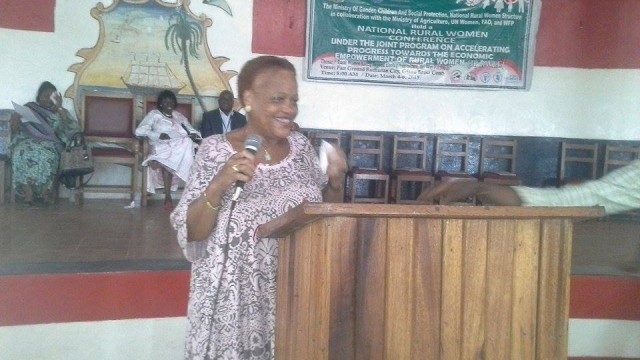 Minister of Gender Julia Cassel speaks at the Rural Women Conference