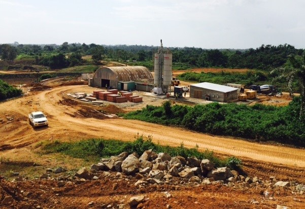 View of batching plant from forebay dam one. Photo: Liberia Electricity Corporation