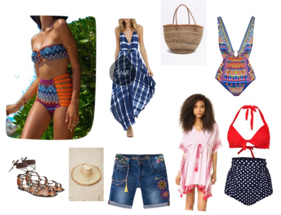 Beach wear, for the 26 beach party. Assembled at Polyvore.