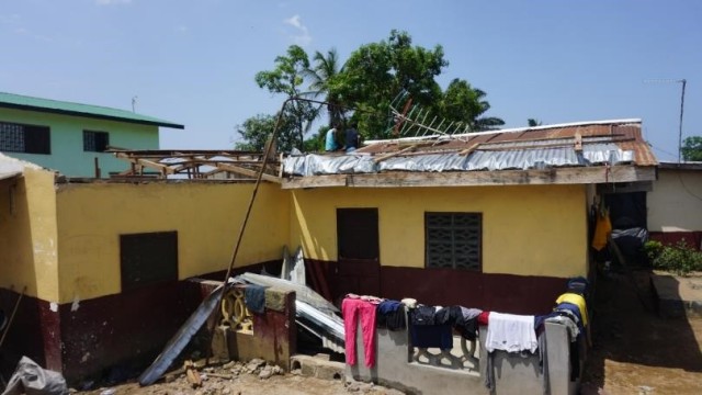 A damaged home. Photo: Zeze Ballah 