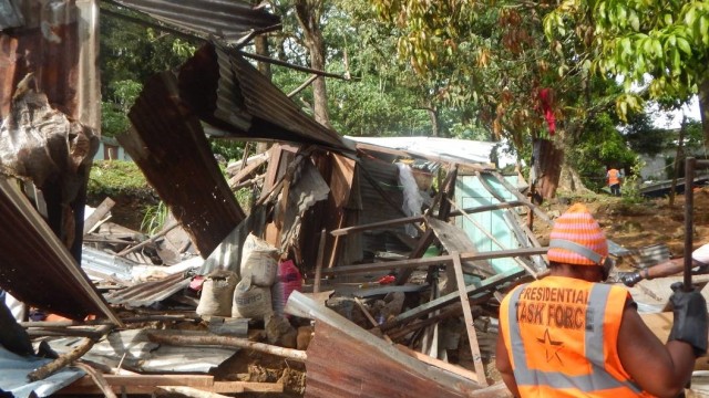 Presidential Task Force demolishing a makeshift house Photo Zeze Ballah