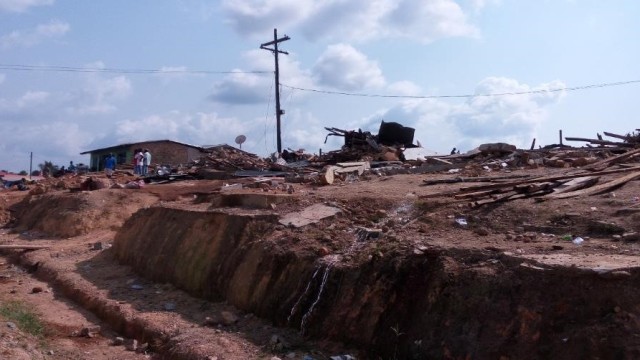 The aftermath of demolition of structures in Gbarnga. Photo: Moses Bailey