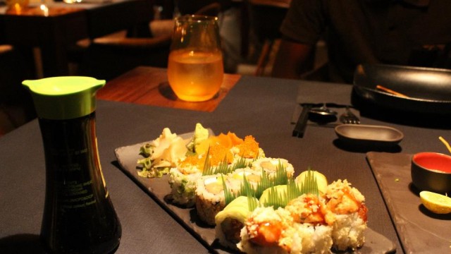 Servings of sushi at The Living Room's indoor restaurant. Photo: Jefferson Krua