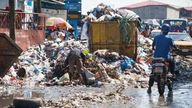 Trash shown in Monrovia. Photo: Zeze Ballah