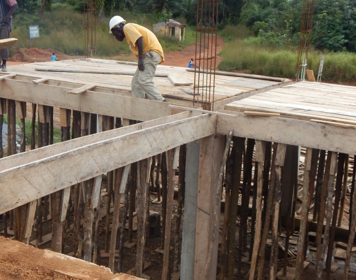A view of the ongoing construction  of vocational school funded by the PYJ Foundation. Photo: Arrington Ballah