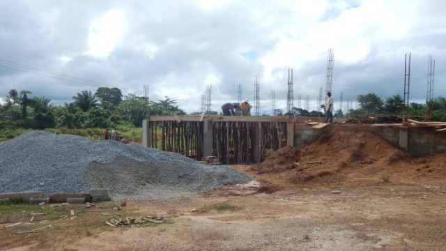 A view of the ongoing construction  of vocational school funded by the PYJ Foundation. Photo: Arrington Ballah