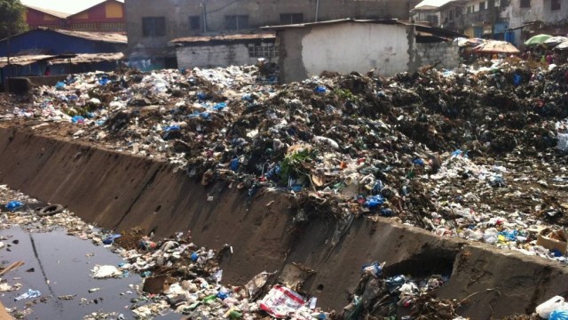 Some parts of Monrovia have drainages filled with waste. Photo: Zeze Ballah 